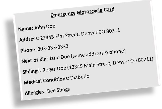 Emergency Motorcycle Card