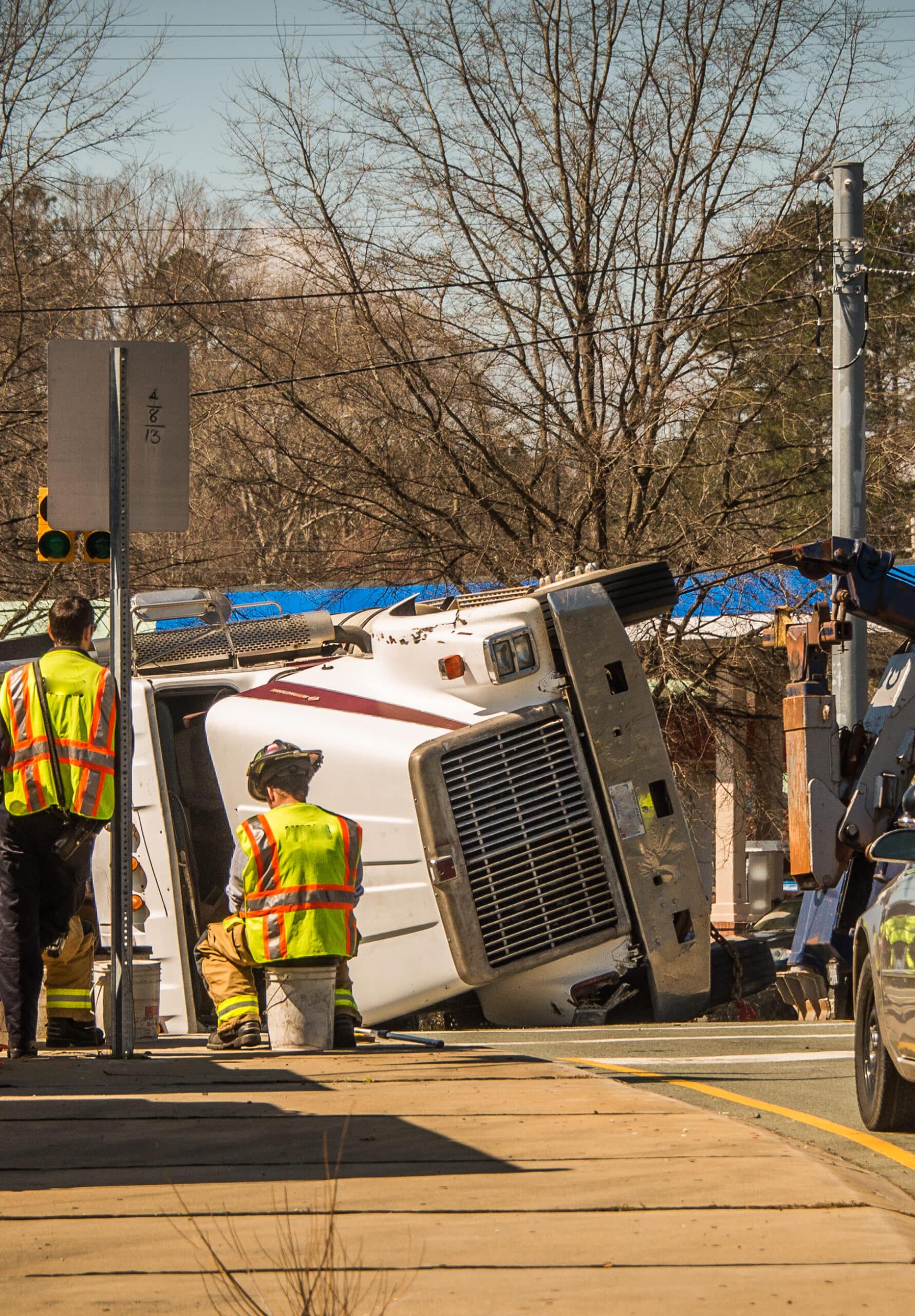 Logging Truck overturned in accident on highway