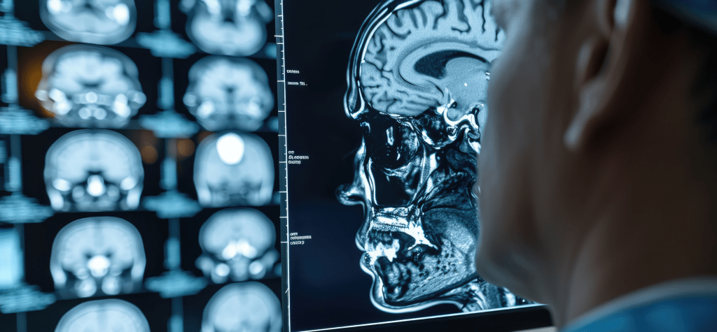 An X-ray of a human head to detect for a hematoma