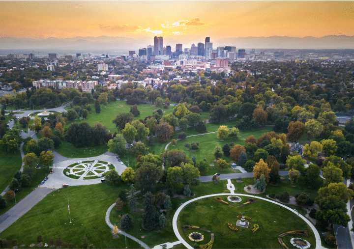Denver Skyline image at sunset