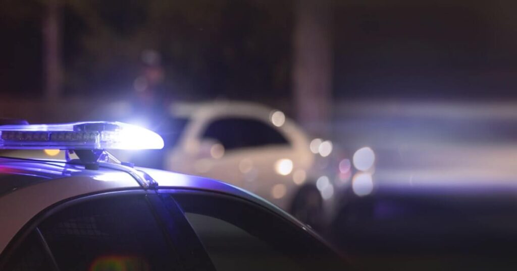 A close-up of lights on a police car